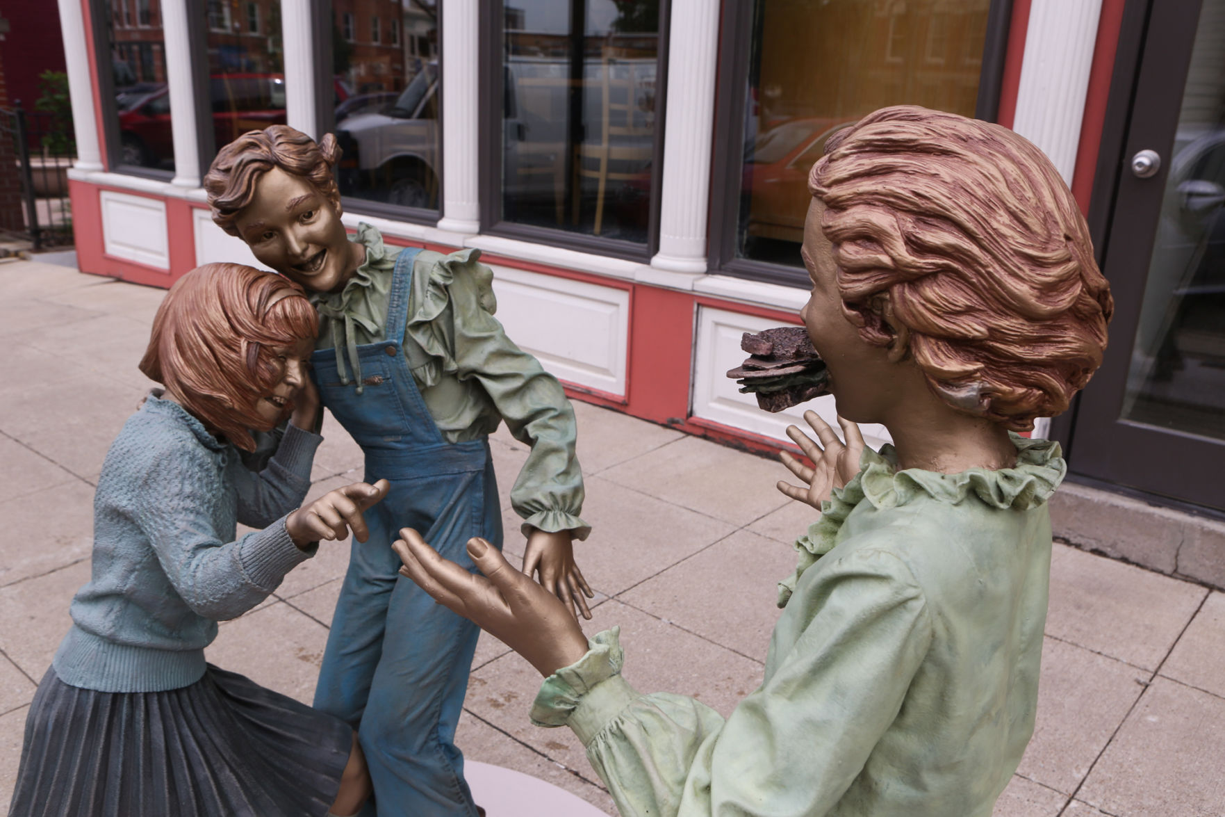 Artist Seward Johnson's "The Tooth" is implanted at the Crown Point Sportsplex